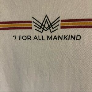 7 For All Mankind Shirt Mens White Short Sleeve 7FAM Graphic Logo Cotton Size L